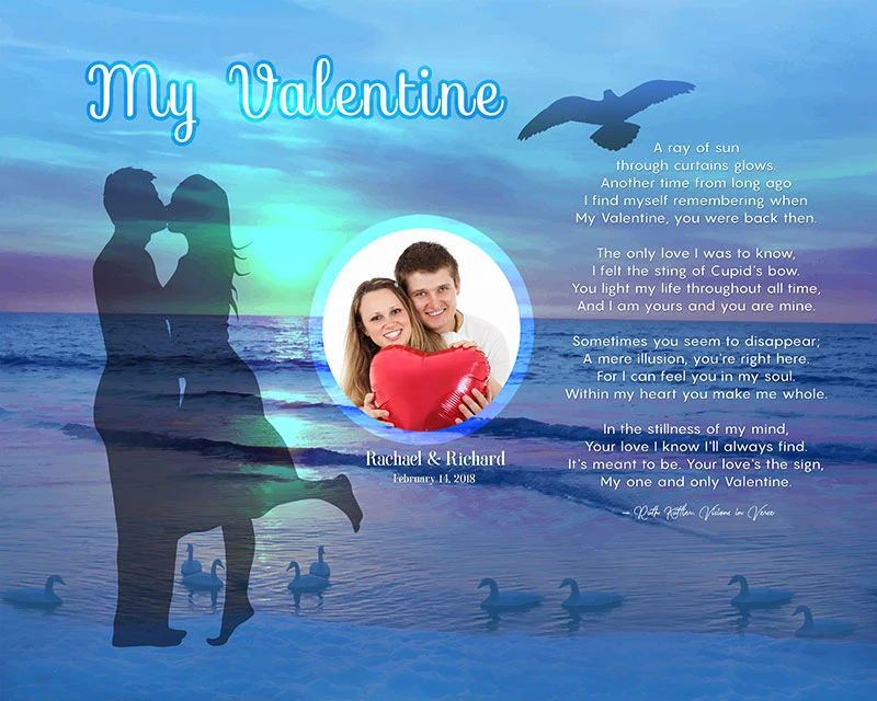 Sunset Beach Art Poem Valentine Gift Personalized