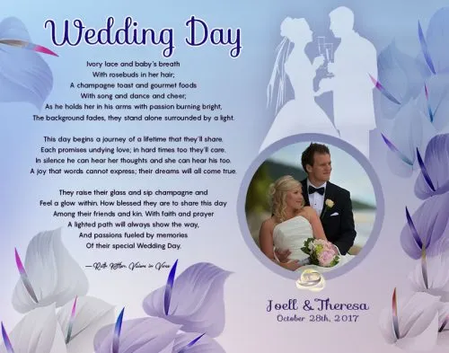 Blue with Lavender Cally Lilly Art Poem Personalized Wedding Gift Idea