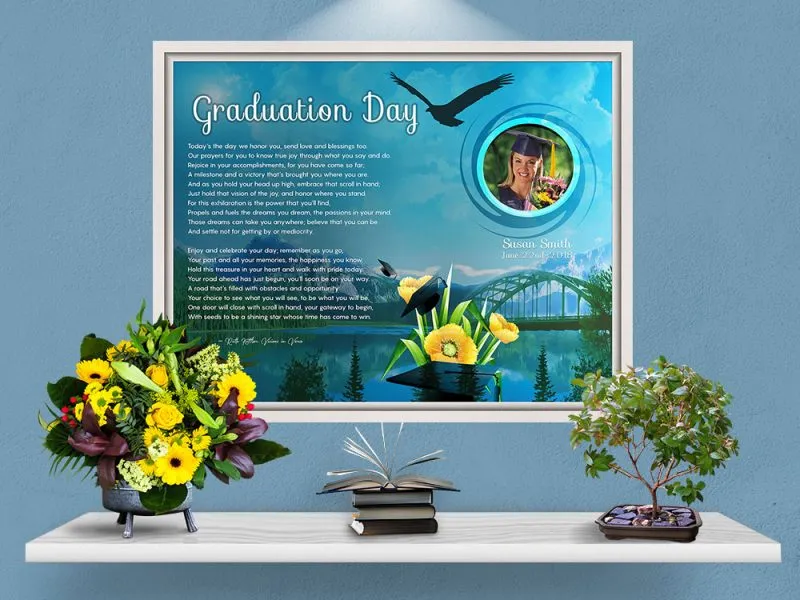 Personalized Graduation Art Poem in White Canvas Floater Frame Personalized Graduation Art Poem in White Canvas Floater Frame