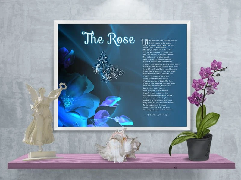 The Rose Spiritual Art Poem in White Frame