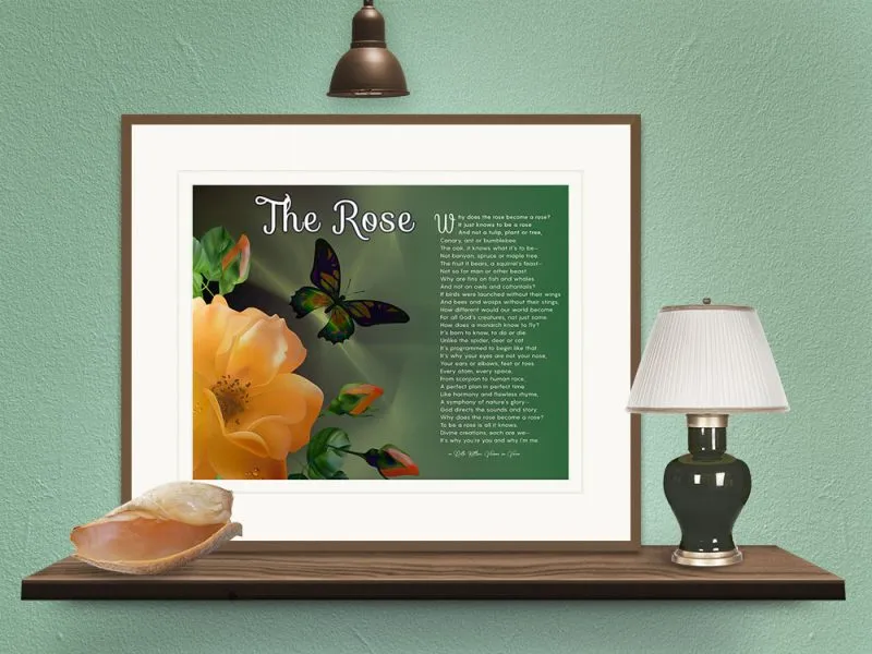 The Rose Spiritual Art Poem with Bronze Frame and Mat
