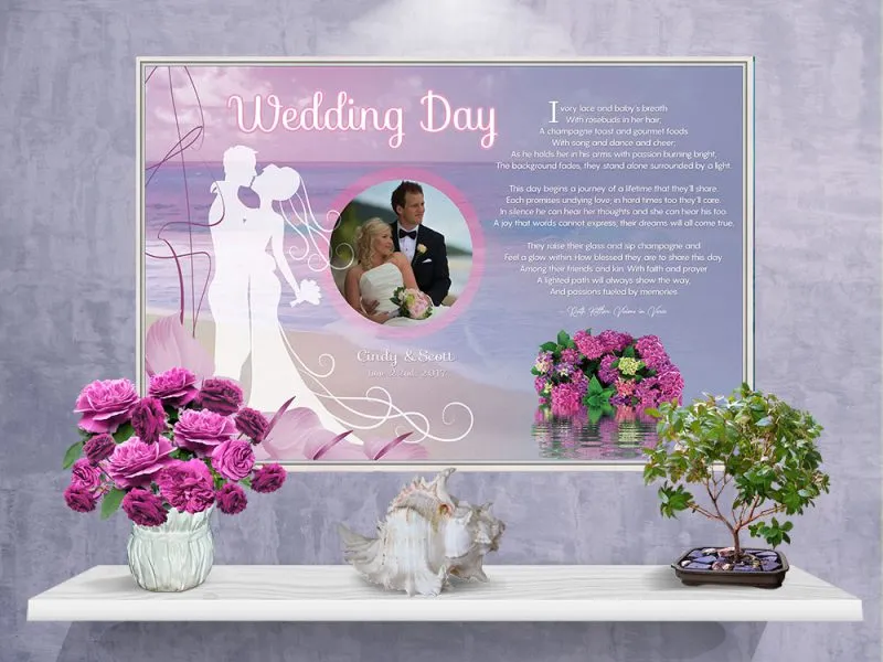 Personalized Beach Wedding Art Poem with Canvas Floater Frame