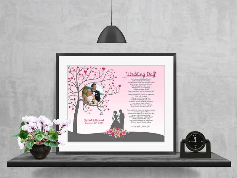 Personalized Heart Tree Wedding Art Poem in Matted Frame