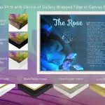Canvas White Frame with 14 x 11 Blue Flower Rose Art Poem