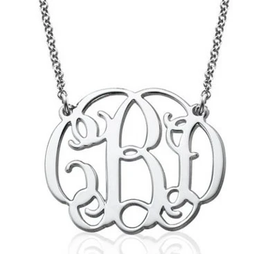 Monogrammed Silver Necklace