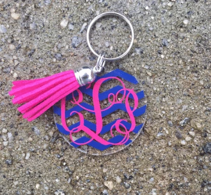 Monogram keychain with tassel birthday gift