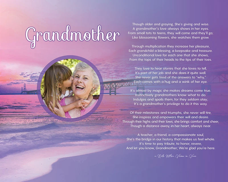 Sunset Beach Art Poem Grandmother Gift Personalized