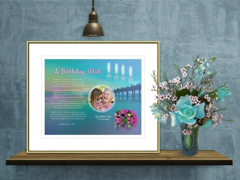 Personalized Birthday Art Poem in Gold Frame with Mat