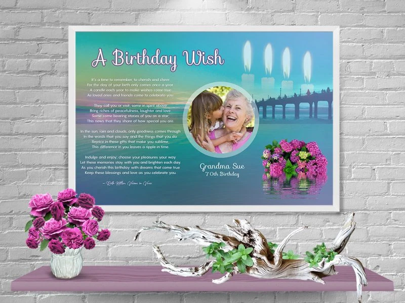Personalized Birthday Art Poem in White Frame