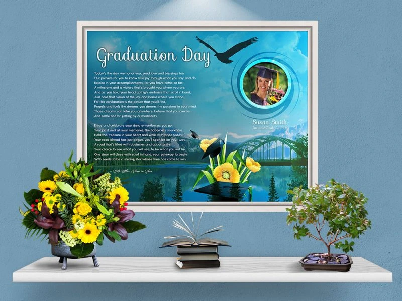 Personalized Graduation Art Poem in White Canvas Floater Frame