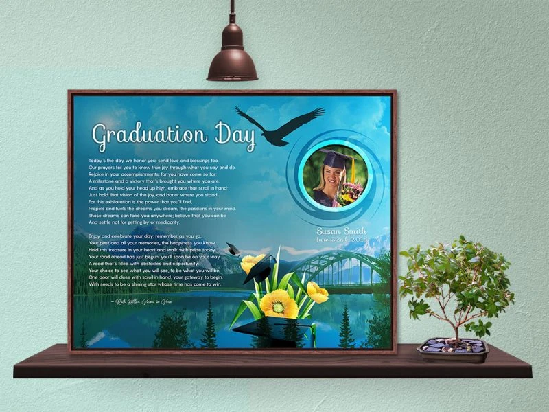 Personalized Graduation Art Poem in Wood Canvas Floater Frame