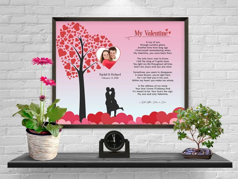 Personalized Heart Tree Valentine Art Poem in Frame