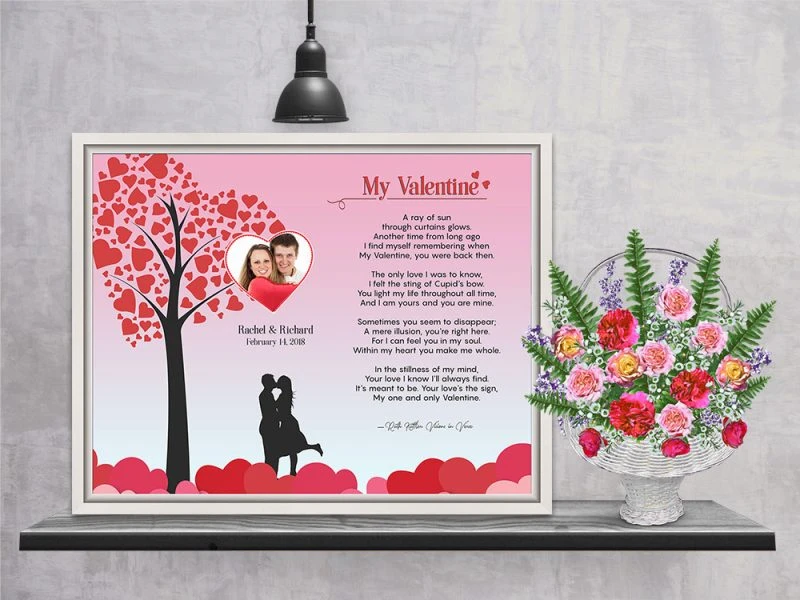 Personalized Heart Tree Valentine Art Poem in Canvas Floater Frame