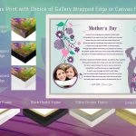 Canvas White Frame with 14 x 11 Floral Design Mother's Day Art Poem
